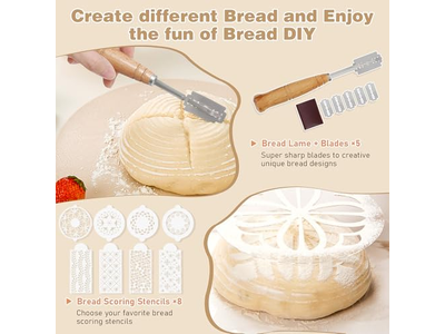 Rattan Bread Basket With Cover Lid And Liner Sourdough Tool Proofing